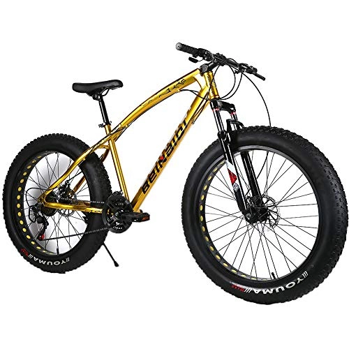 Vélos de montagnes : YOUSR Freins à Disque de vélo de Montagne, Cadre en Alliage d'aluminium de vélo pour Hommes, Unisexe Gold 26 inch 7 Speed