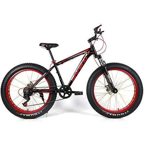 Vélos de montagnes : YOUSR Suspension VTT Fourche Fatbike Hardtail avec Suspension Totale pour Hommes et Femmes Red Black 26 inch 27 Speed
