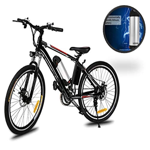 Vélos de montagnes : yukio VTT Electrique Adulte 25 Pouces, Vélo Electrique E-Bike Femme Homme 250 W à 21 Vitesses - Batterie Amovible au Li-ION 36V -Max Vitesse 35 km / h - Noir (EU Stock)