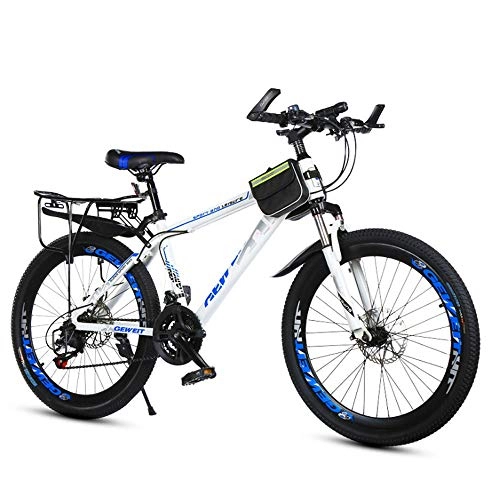 Vélos de montagnes : YXWJ 26 Pouces VTT Aluminium VTT vélo 21 Vitesses Double Disque de Frein Étudiant Voiture Hommes et des Femmes à Vitesse Variable Mountain Bike Unisexe (Color : Bleu)
