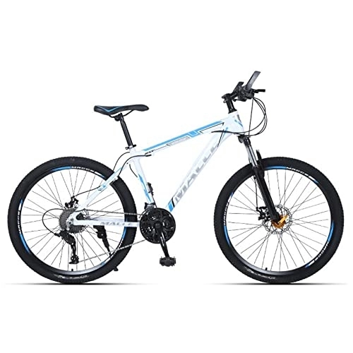 Vélos de montagnes : zcyg Bicycle De 26 Pouces De VTT à 21 Vitesses, Cadre en Acier à Haut Carbone, Fourche De Suspension, Frein à Double Disque(Color:Blanc + Bleu)
