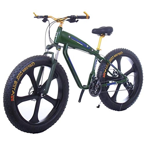 Vélos de montagnes : ZJGZDCP Fat Electric Mountain Bike Tire E-Bike 21 / 2427 Vitesses Plage Cruiser Sport VTT Vélos Vélo Neige Batterie au Lithium Freins à Disque (Color : 15Ah, Size : Green)