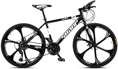 Vélos de montagnes : ZYLE 24 Pouces Mountain Bikes, Double Disque de Frein VTT Hardtail, Hommes Femmes Haute teneur en Carbone en Acier Tout Terrain Alpin Vélos (Color : 21 Speed, Size : Black 6 Spoke)