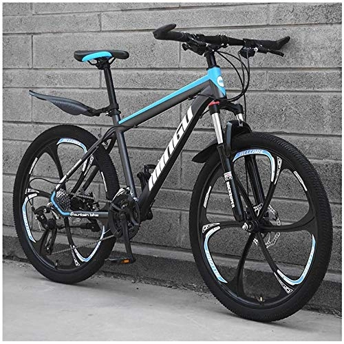 Vélos de montagnes : ZYLE 26 Pouces VTT for Hommes, Haute teneur en Carbone en Acier Hardtail VTT, Vélo de Montagne avec Suspension Avant Siège réglable (Color : 30 Speed, Size : Cyan 6 Spoke)