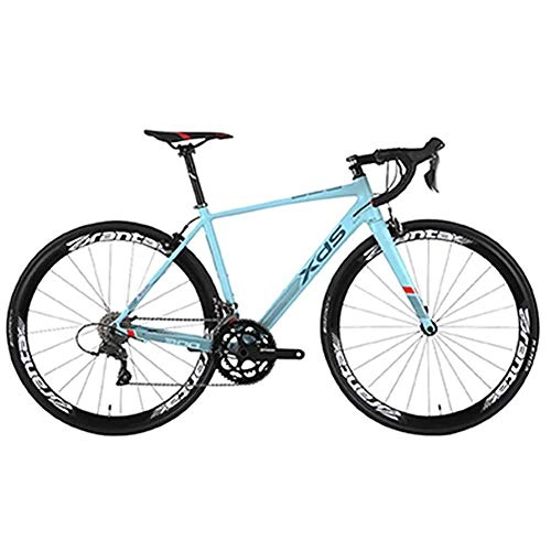 Vélos de routes : BCX Vélo de route, vélo de course adulte 16 vitesses, vélo de banlieue de ville en aluminium ultra-léger 480 mm, parfait pour la route ou le sentier de terre, bleu, Bleu