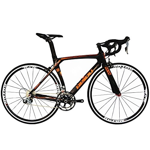 Vélos de routes : BEIOU® 2016 700C Route Shimano 105 Bike 5800 11S Vélo de Course T800-M40 en Fibre de Carbone Aero Cadre 18.3lbs Ultra-légers CB013A-2 (Noir Brillant et Orange, 520mm)