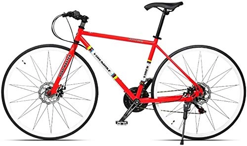 Vélos de routes : H-ei 21 Vitesse Vélo de Route, Haute teneur en Carbone vélo for Hommes Cadre en Acier Road, 700C Roues Ville de Banlieue vélo avec Double Disque de Frein (Color : Red, Size : Straight Handle)