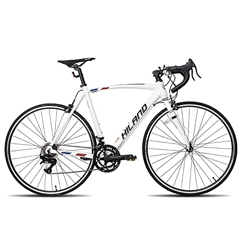 Vélos de routes : Hiland Vélo de Course 700c Racing Bike City - Vélo de Ville avec 14 Vitesses - Transmission 60 cm - Blanc