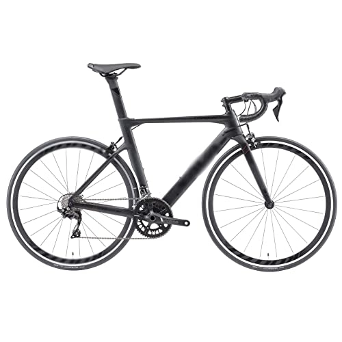 Vélos de routes : KOWM zxc Vélos pour hommes en fibre de carbone Vélo de route Vélo de course Cadre en fibre de carbone Vélo avec kit de vitesse Poids léger (couleur : noir)
