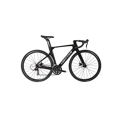 Vélos de routes : KOWM zxc Vélos pour hommes vélo de route frein à disque vélo de route fourche cadre en carbone guidon intégré complet intérieur caché des câbles (couleur : noir, taille : 48 cm)