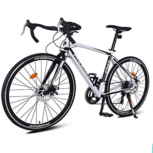 Vélos de routes : MJY Vélo de route adulte, vélo en aluminium léger, vélo de banlieue avec double frein à disque, roues 700 * 23C, blanc