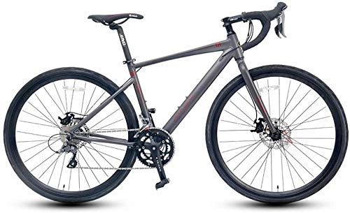 Vélos de routes : MOSHANG Vlo de Route Adulte, tudiant en vlo de Course 16 Vitesse, vlos de Route en Aluminium lger avec Freins Disque hydrauliques, 700 * pneus 32C (Color : Gray, Size : Bent Handle)