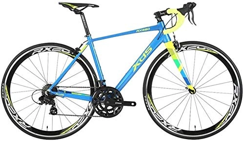Vélos de routes : MOSHANG Vélo de Route 14 Vitesses, Les Hommes et Les Femmes légères vélos de Course en Aluminium, vélos Adultes Banlieue de la Ville, vélo antidérapante (Color : Blue, Size : 480MM)