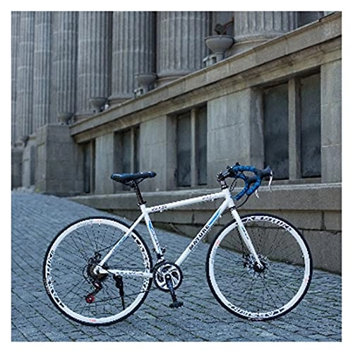 Vélos de routes : QILIYING Cruiser vélo 700C Aluminium Road Bike 21 27 30 Bend de Vitesse Double Disque Freins à Double Disque Sports Vélo Étudiante Vélos pour Adultes by (Color : White Blue, Number of speeds : 30)