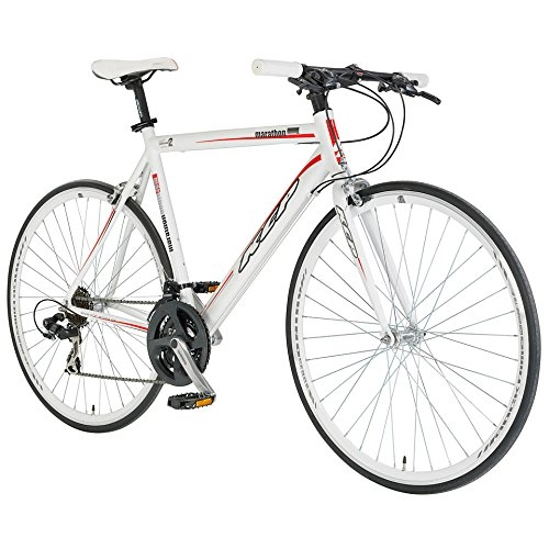 Vélos de routes : Vélo de course KCP - 28" - Pour fitness, marathon - En aluminium - 21 vitesses Shimano 56 cm - Blanc, Rahmenhöhe: 59 cm