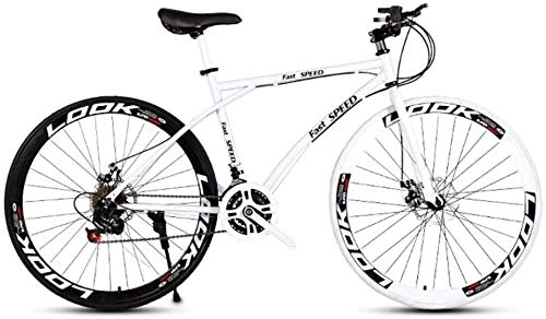 Vélos de routes : Vélos de route pour hommes et femmes 24 vitesses 26 pouces Vélos pour adultes seulement Cadre en acier à haute teneur en carbone Vélo de course Vélo de route à roues Vélo à double frein à disque (blan