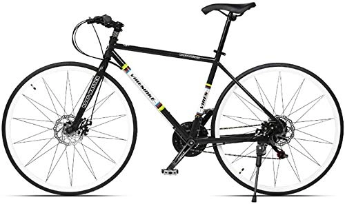 Vélos de routes : WEN 21 Vitesse Vlo de Route, Haute teneur en Carbone vlo for Hommes Cadre en Acier Road, 700C Roues Ville de Banlieue vlo avec Double Disque de Frein (Color : Black, Size : Straight Handle)