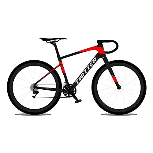Vélos de routes : WGG Vélo De Route Carbone 700C Gravier Vélo De Route 22s Frein À Disque Axe Traversant 12x142mm 700cx40c Pneu AM Cross-Country Cyclisme (Color : Black and Red, Taille : Number of speeds 22)