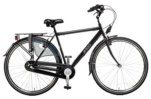 Vélos de villes : AMIGO Bright - Vélo de Confort, Byciclette, Vélo Homme, Vélo de Ville, 3 Vitesses, Noir 28 Pouces