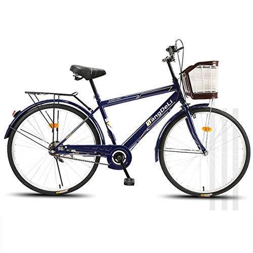 Vélos de villes : CLOUDH 26 Pouces Vélo De Confort avec Panier Vélo Femme Vélo De Ville, Rétro Classic Vélo De Ville, Bleu