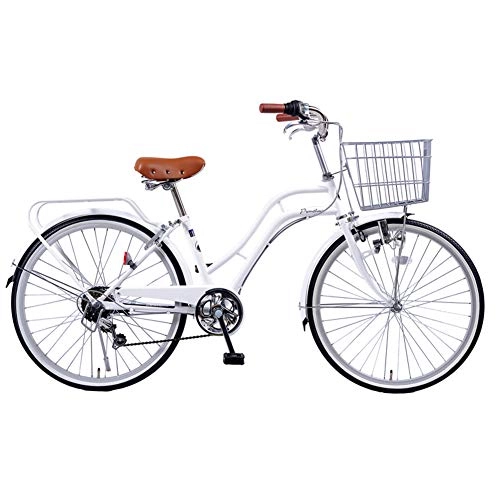 Vélos de villes : GHH Vélo de Ville Retro Vintage 24" Confort avec Panier Bicyclette Utilisé pour Faire du Shopping / Voyager / Travailler, Blanc