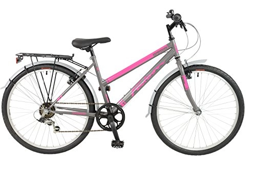 Vélos de villes : Vélo de Montagne Unisexe FalconExpression - Rose / Gris - Cadre en Acier de 48, 3 cm - 6 Vitesses - Jantes Solides et légères en Alliage - avec Freins Avant et arrière en V