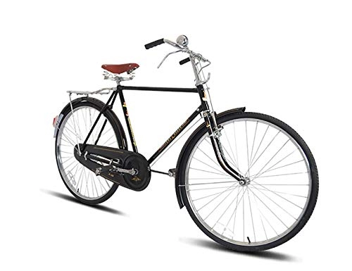 Vélos de villes : Vélo Urbain navettage rétro Confortable 28 Pouces Traditionnel à l'ancienne Levier de Frein Hommes et Femmes 28 Grande Barre Horizontale vélo chaîne de Voiture en Acier au Carbone
