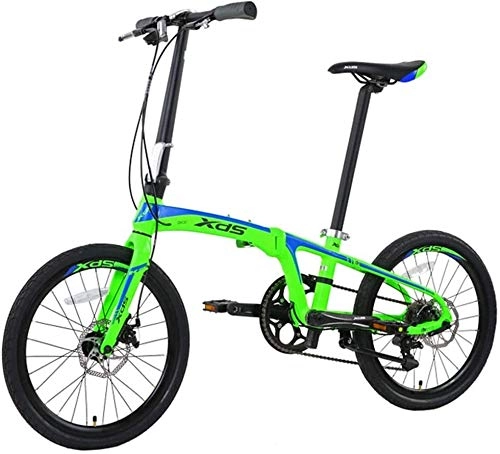 Vélos pliant : 20" vélos pliants, adultes unisexe 8 vitesses à double disque de frein Poids léger vélo pliant, en alliage d'aluminium léger portable de vélos, Noir, Couleur: Vert (Color : Green)