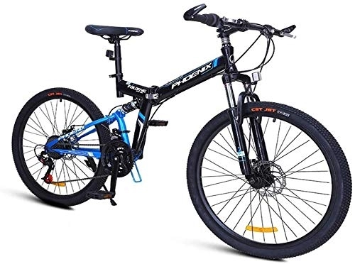 Vélos pliant : 24x Mountain Bikes, en acier pliant haute teneur en carbone Cadre Mountain Trail Bike, double suspension Enfants adulte Hommes Vélo de montagne, (Color : Blue)