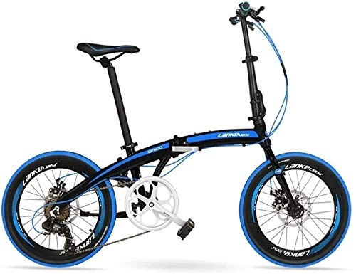 Vélos pliant : 7 Vitesse vélo pliant, Adultes unisexe 20" vélo pliant Poids léger, cadre en alliage d'aluminium léger portable pliable vélo, (Color : Blue)