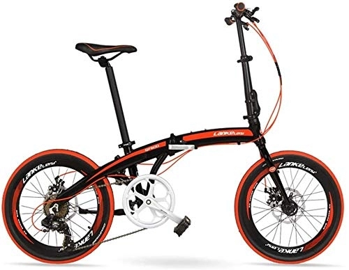 Vélos pliant : 7 Vitesse vélo pliant, Adultes unisexe 20" vélo pliant Poids léger, cadre en alliage d'aluminium léger portable pliable vélo, (Color : Red)