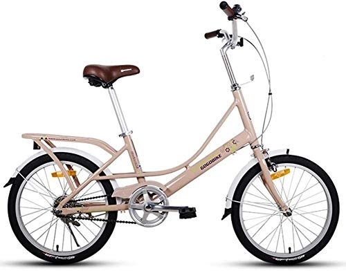 Vélos pliant : Adultes 20" Vélos pliants, Poids léger pliant vélo avec arrière Rack Carry, monovitesse pliable compact de vélos, cadre en alliage d'aluminium, (Color : Khaki)