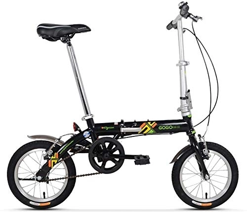 Vélos pliant : Adultes vélos pliants, unisexe enfants monovitesse Pliable vélo, mini-portable léger 14 pouces cadre renforcé vélo de banlieue, (Color : Black)