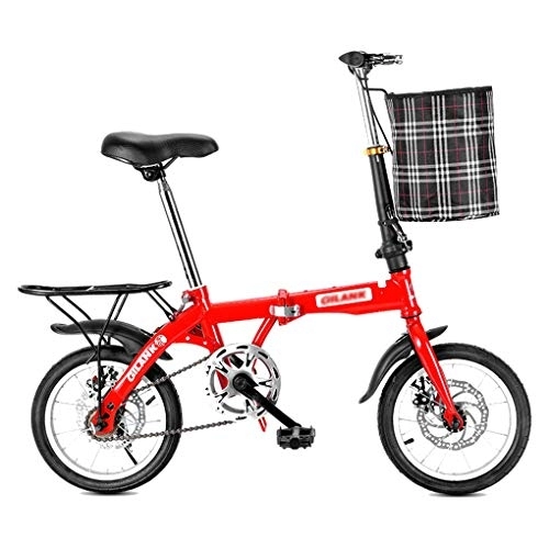 Vélos pliant : AOHMG 20'' vélo Pliant, 7- Vitesses Cadre en Acier léger Ville Compact Commuter Pliable vélo, avec arrière Rack / Garde-Boue, Red