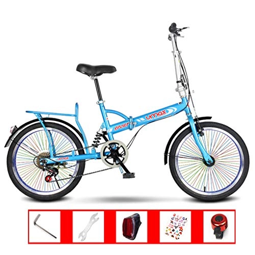Vélos pliant : AOHMG 20'' vélo Pliant, Lightweight Vitesse Unique Cadre en Acier Compact de Banlieue Pliable Ville de vélos, avec Unisexe résistant à l'usure des pneus Anti-Skid, Blue