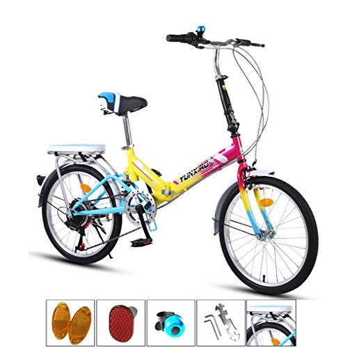 Vélos pliant : AOHMG 20'' vélo Pliant pour Adultes Léger, 7- Vitesses Cadre en Acier Pliable Ville de Banlieue Unisexe vélo, à l'avant et à l'arrière Garde-Boue, Multicolor