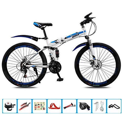 Vélos pliant : AOHMG 24'' vélo Pliant, Vitesses 21- Cadre en Acier Compact et léger Pliable Vélo de Montagne, avec Unisexe Anti-Skid des pneus résistant à l'usure, Blue