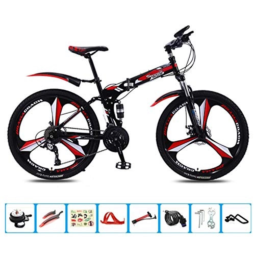 Vélos pliant : AOHMG 24'' vélo Pliant, Vitesses 21- Cadre en Acier léger et Pliable Vélo de Montagne, avec résistant à l'usure des pneus Anti-Skid, Red