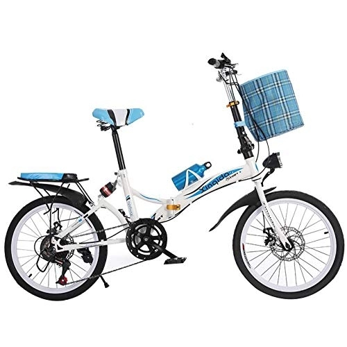 Vélos pliant : AOHMG Vélo Pliant Adulte léger, 6- Vitesses Ville Velo Pliable avec Garde Boue, Blue_20in