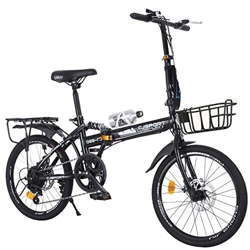 Vélos pliant : AOHMG Vélo Pliant léger, 6- Vitesses Adulte Siège Velo Pliable Ajustable, Black_20in