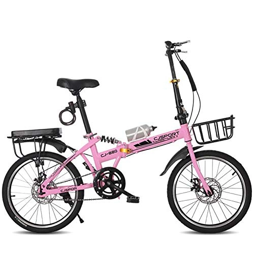 Vélos pliant : AOHMG Vélo Pliant léger, Adulte châssis Velo Pliable à Une Vitesse renforcé Garde Boue, Pink_20in