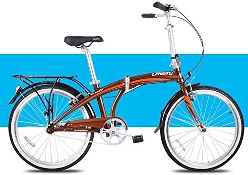 Vélos pliant : Aoyo Lumière Vélo Pliant, Adultes Hommes Femmes Vélos pliants, 24" monovitesse Pliant vélo de Ville vélo, en Alliage d'aluminium vélo avec arrière Rack Carry (Color : Brown)
