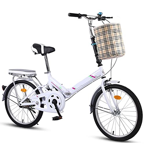 Vélos pliant : Aoyo Vélo Pliable à Vélo Ultra-léger Petit Vélo De Vitesse Variable De 20 Pouces Pliage Rapide(Size:16 inches, Color:Amortissement à Vitesse Unique Blanc)