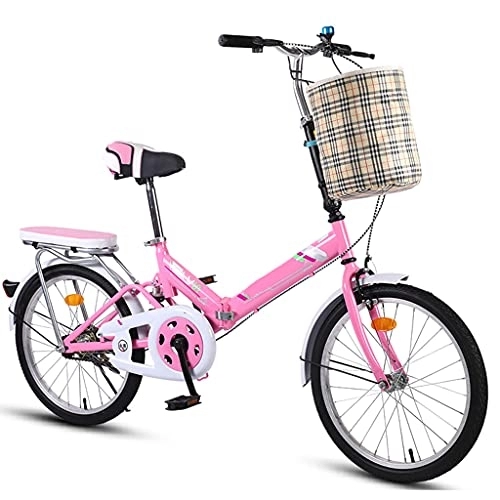 Vélos pliant : Aoyo Vélo Pliable à Vélo Ultra-léger Petit Vélo De Vitesse Variable De 20 Pouces Pliage Rapide(Size:20 inches, Color:Simple Vitesse Rose)