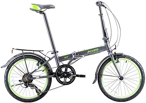Vélos pliant : Aoyo Vélo Pliant, Adultes Bicyclette Pliable, 20 Pouces en Alliage d'aluminium 6 Vitesses Urban Commuter vélos, Portable léger, prêt de vélos à l'avant et arrière Garde-Boue (Color : Green)