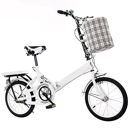 Vélos pliant : ASPZQ Bicyclette Pliant Portable Petit Et Ultra-Light Student Bicyclette Femmes Femmes College d'hommes De 20 Pouces Génération 20 Pouces Adulte, Blanc, 16 inches