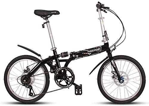 Vélos pliant : AYHa Adultes unisexe Vélos pliants, 20" 6 vitesses haut en acier au carbone Pliable vélo, portable léger double frein à disque pliant City Bike vélos, Noir