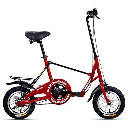 Vélos pliant : BCX Mini vlos pliants, vlo pliable super compact une vitesse de 12 pouces, vlo pliant lger en acier haute teneur en carbone avec porte-bagages arrire, jaune, rouge