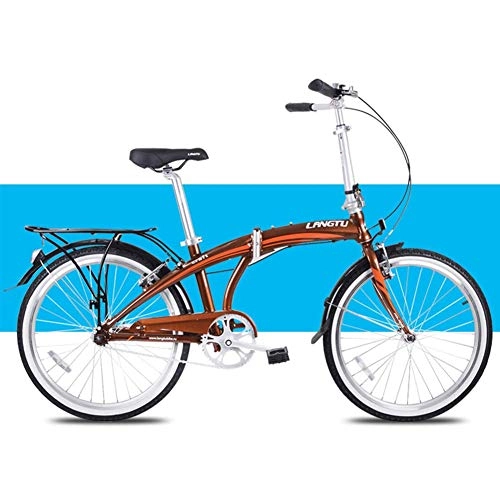 Vélos pliant : BCX Vélo pliant léger, vélos pliants adultes hommes femmes, vélo de ville pliant 24 'à une vitesse, vélo en alliage d'aluminium avec porte-bagages arrière, blanc, marron