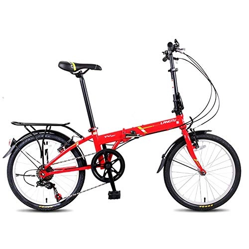 Vélos pliant : BCX Vélos pliants pour adultes, vélo pliable portable léger de 20 'à 7 vitesses, vélo de banlieue urbain en acier à haute teneur en carbone avec porte-bagages arrière, noir, rouge